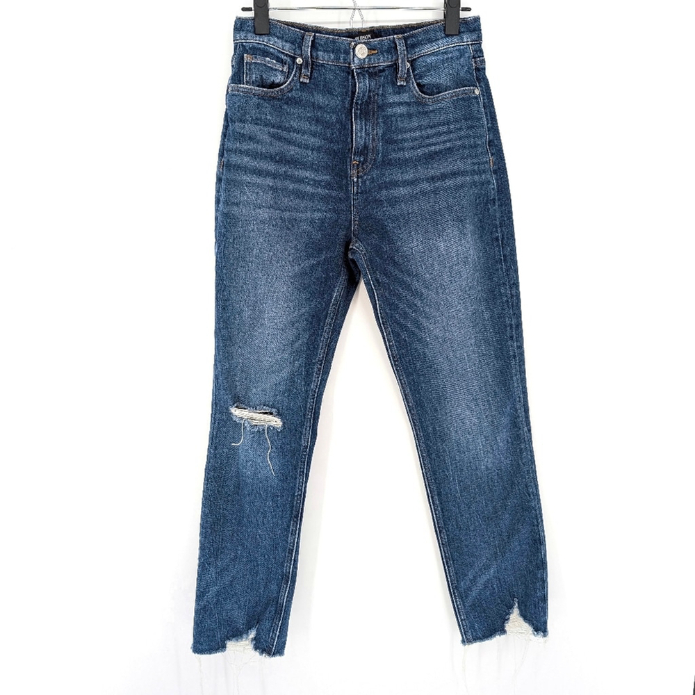 Hudson Holly Straight Leg Jeans High Rise Distressed Hem Denim Blue 27